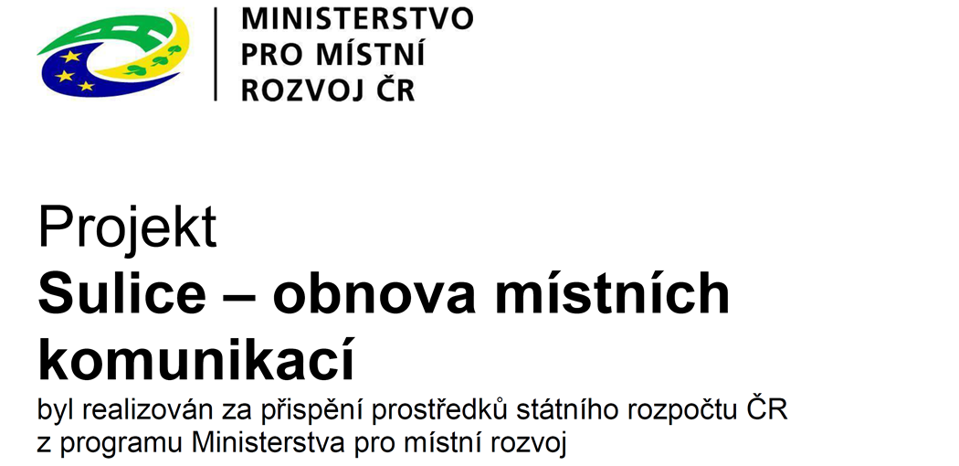 Projekt Sulice - obnova místních komunikací - realizováno za příspění MMR ČR